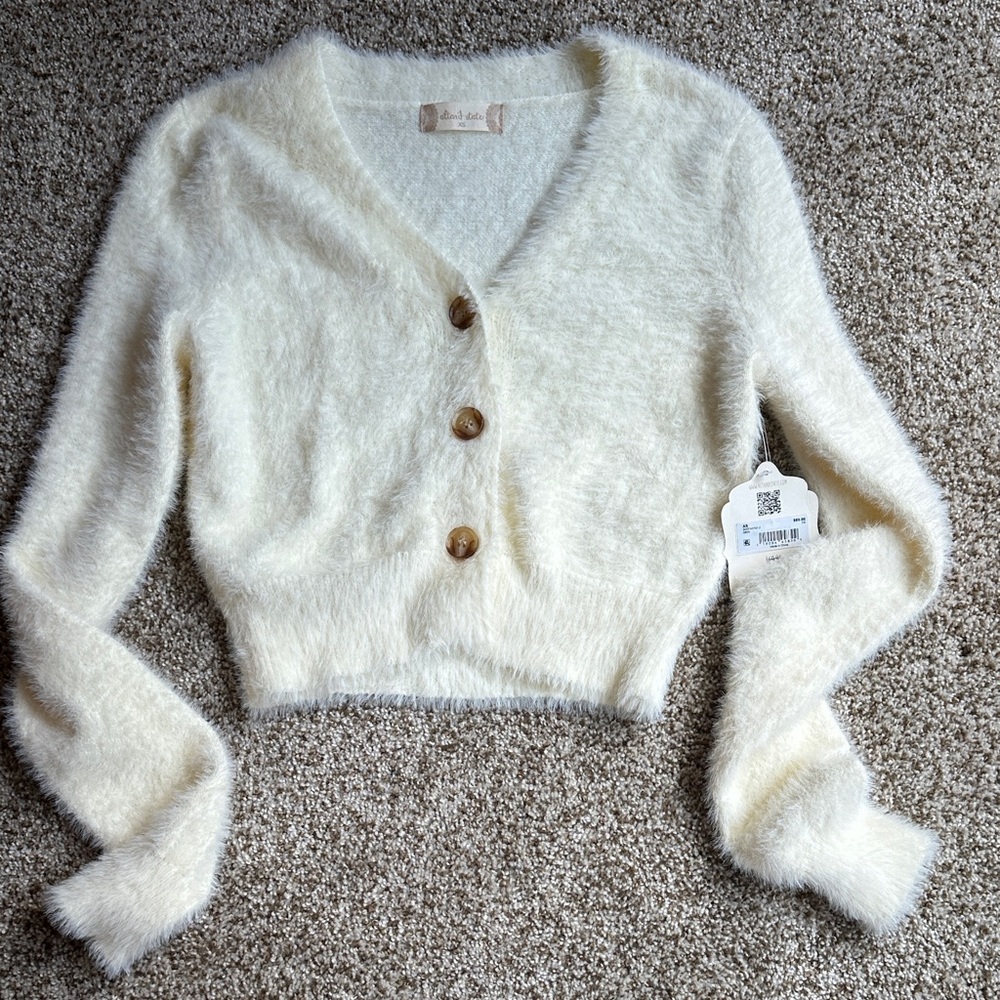 Altar'd State Cream Fuzzy Cardigan